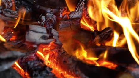 Flames-of-fire-on-black-background-in-slow-motion