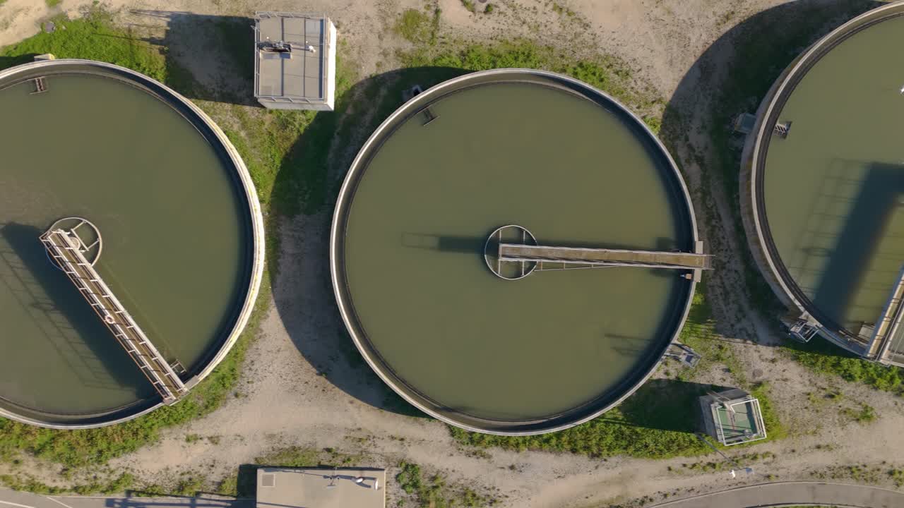 Aerial view of the Avignon wastewater treatment plant in France