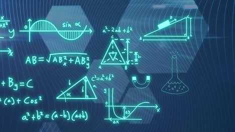 Animation-of-mathematical-formulae-and-scientific-data-processing-over-black-background