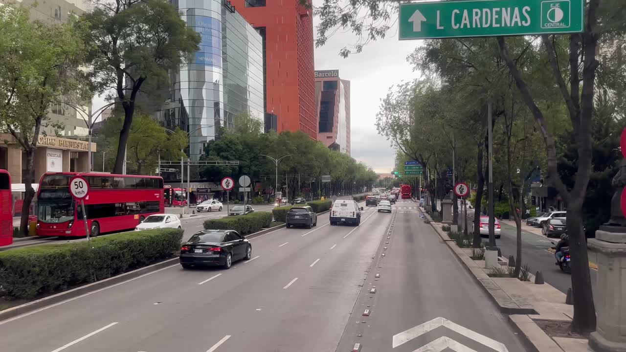 Slow motion shot of dense traffic in mexico city reforma avenue