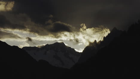 dramatic mountain silhouette at sunrise/sunset