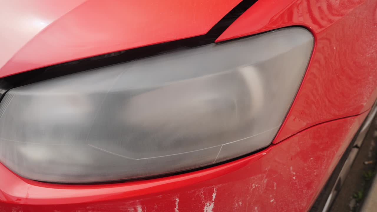 Car headlight after being sanded