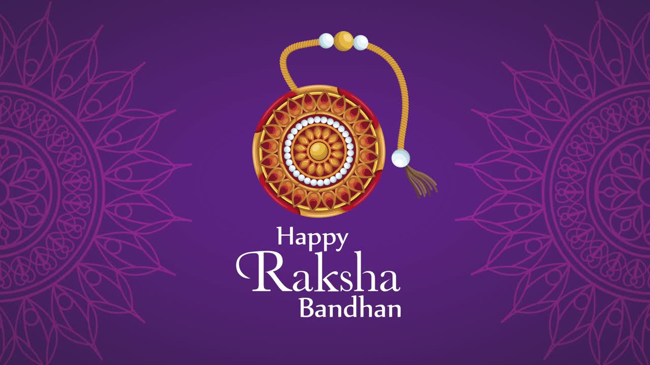 happy raksha bandhan scritte con braccialetto e mandala