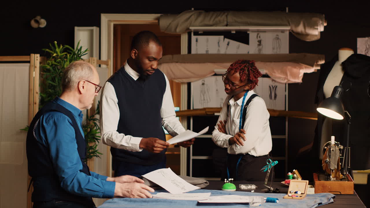 Client collaborating with luxury tailor