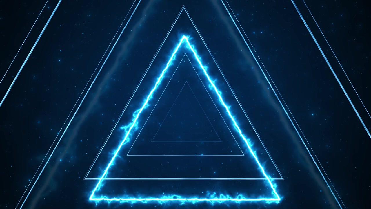 Electric blue frames recede into deep space glowing neon tunnel particles and light for futuristic
