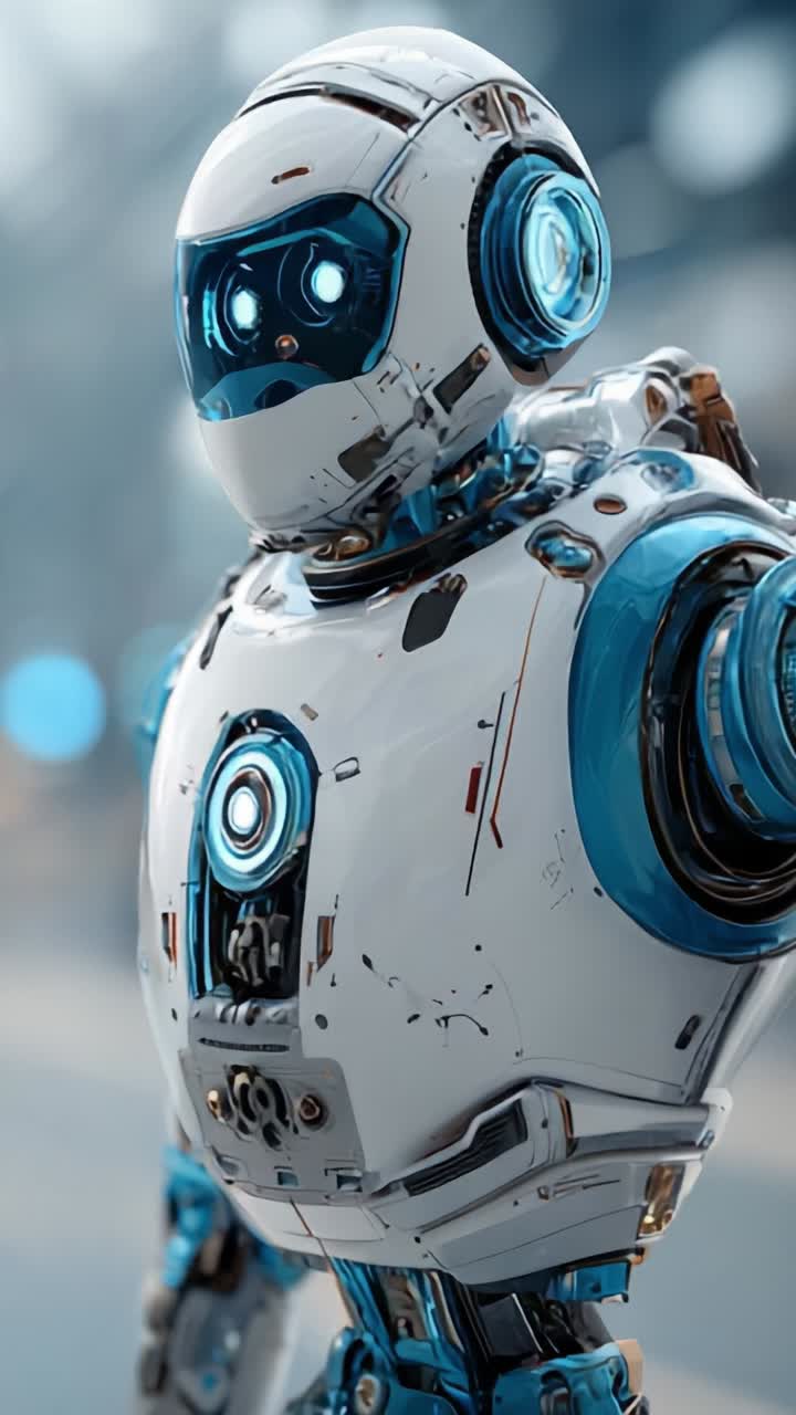 Design futuristico di personaggio robot che mette in mostra tecnologia avanzata e caratteristiche estetiche eleganti in un ambiente high-tech