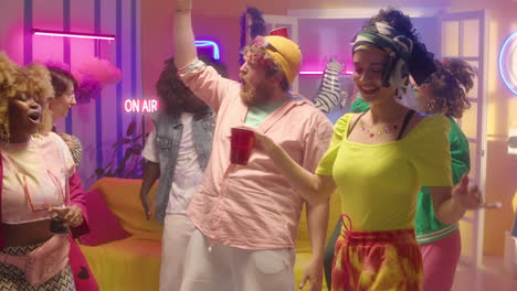 friends having a retro party