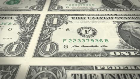 billetes de un dólar rodando, dinero en efectivo, bucle