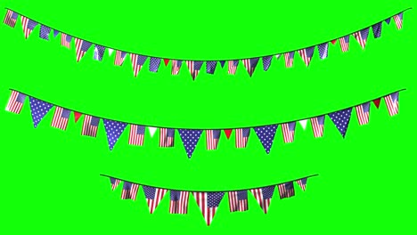 colgando decoraciones nacionales para nosotros día de la independencia 4 de julio en verde con el canal alpha
