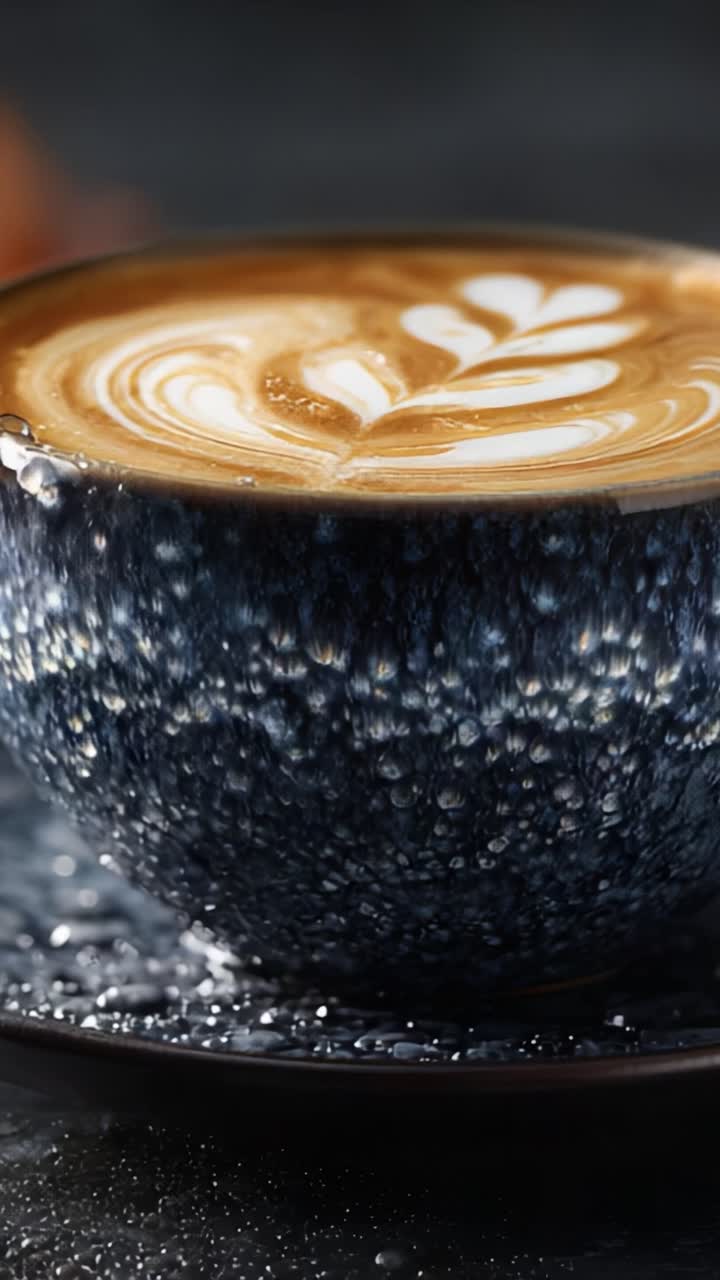 L'arte del caffè deliziosa in una tazza realizzata ad arte: uno sguardo più da vicino alla schiuma e alle texture del latte in un'esperienza di caffè accattivante