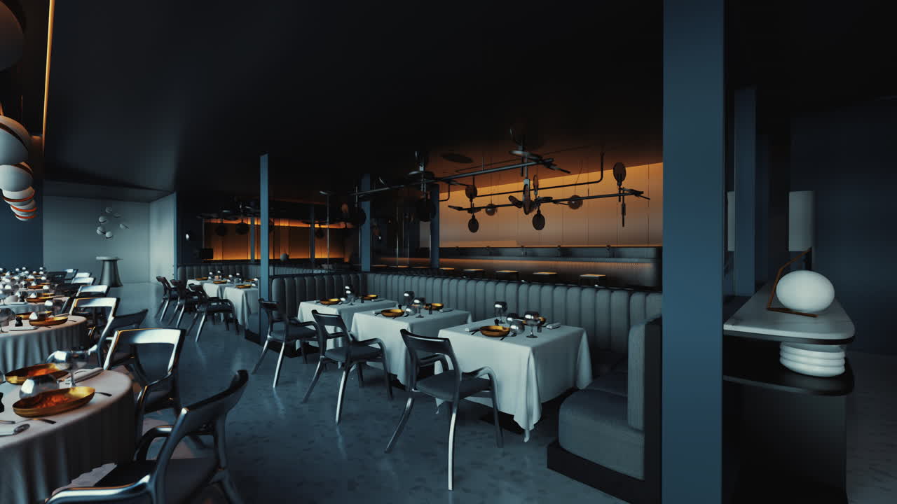 현대적인 럭셔리 레스토랑 인테리어 디자인