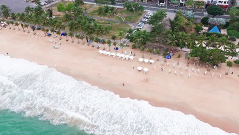 aerial view pan of the beautiful beach in nha trang.