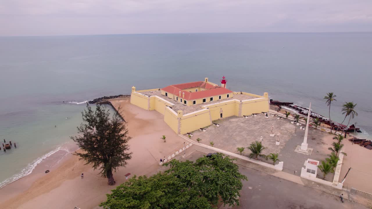 Aerial view of the São Sebastião Museum, which houses a 16th-century fortress in the city of São Tomé