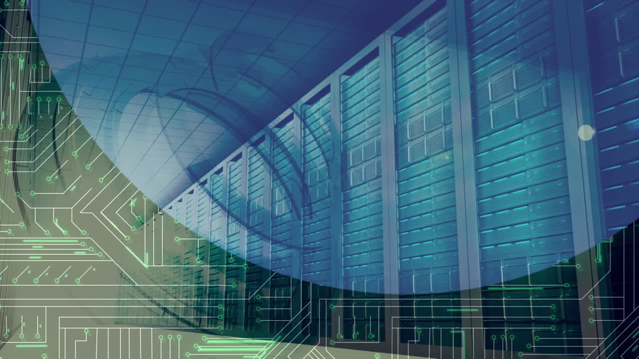 통합 회로와 서버를 통해 원과 글로브의 애니메이션