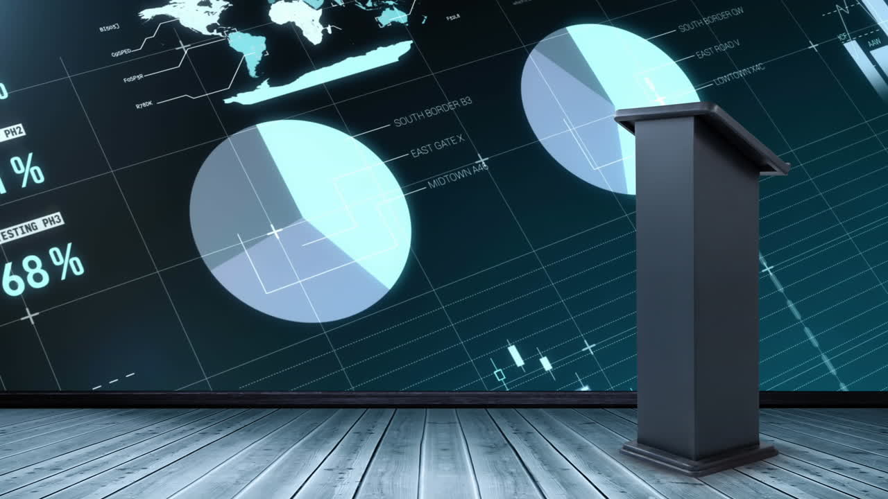 animación de la plataforma sobre el procesamiento de datos financieros en fondo negro