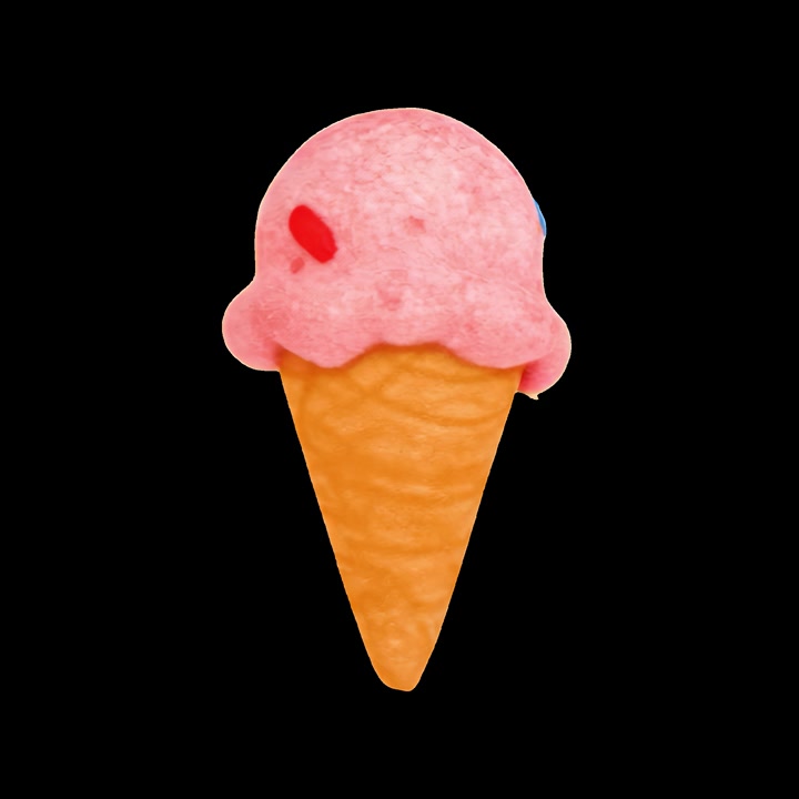Cono gelato alla fragola rotante con codette