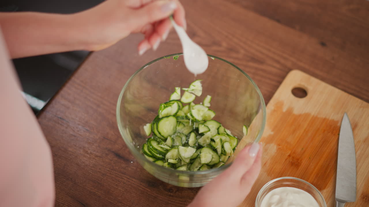 Preparing Cucumber Salad