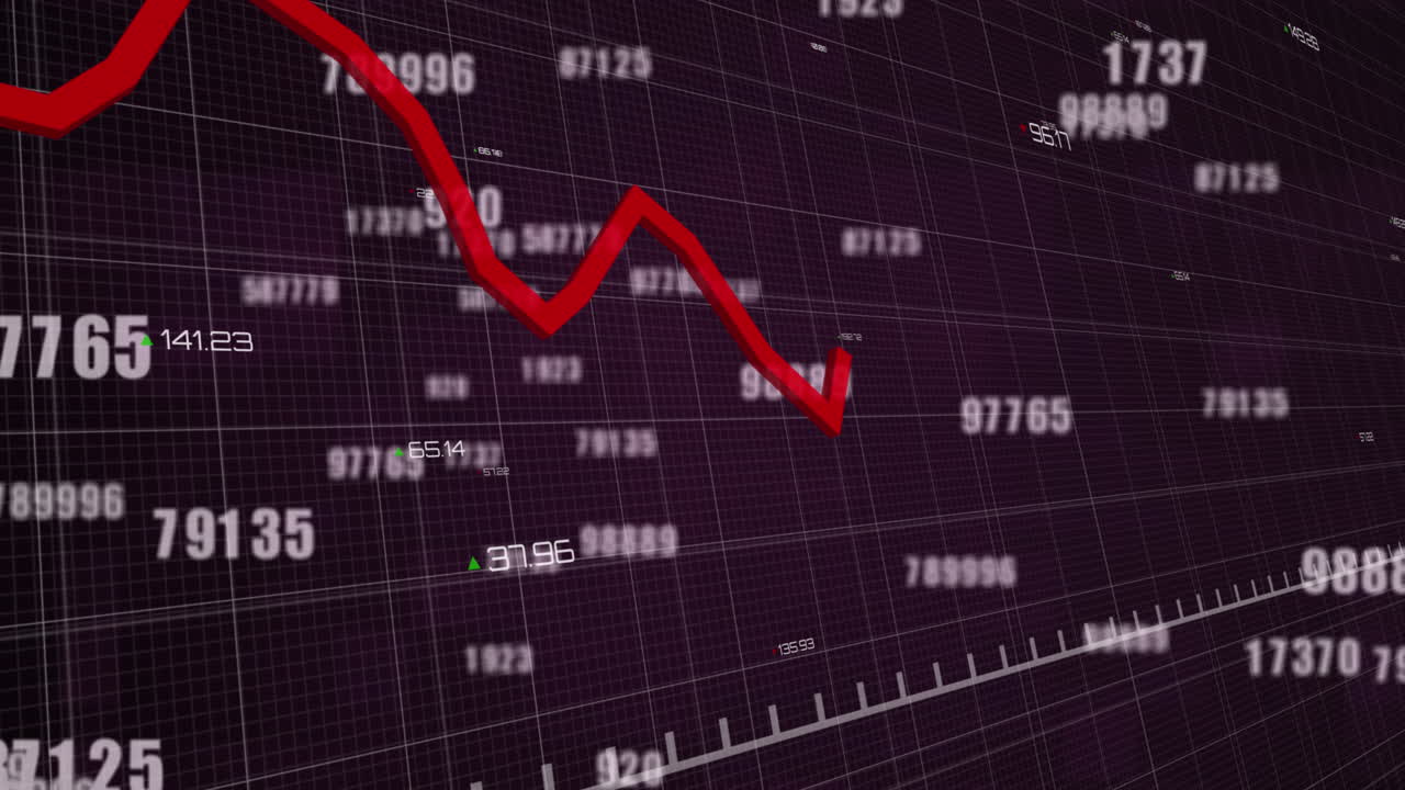 animación del procesamiento de datos financieros sobre un fondo negro