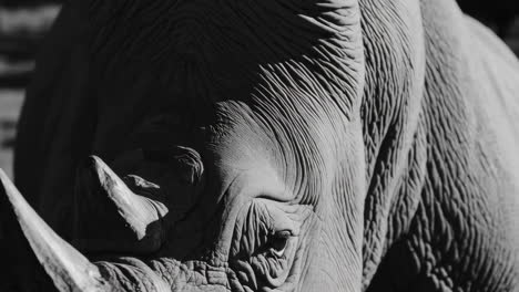 close-up of a rhino's face