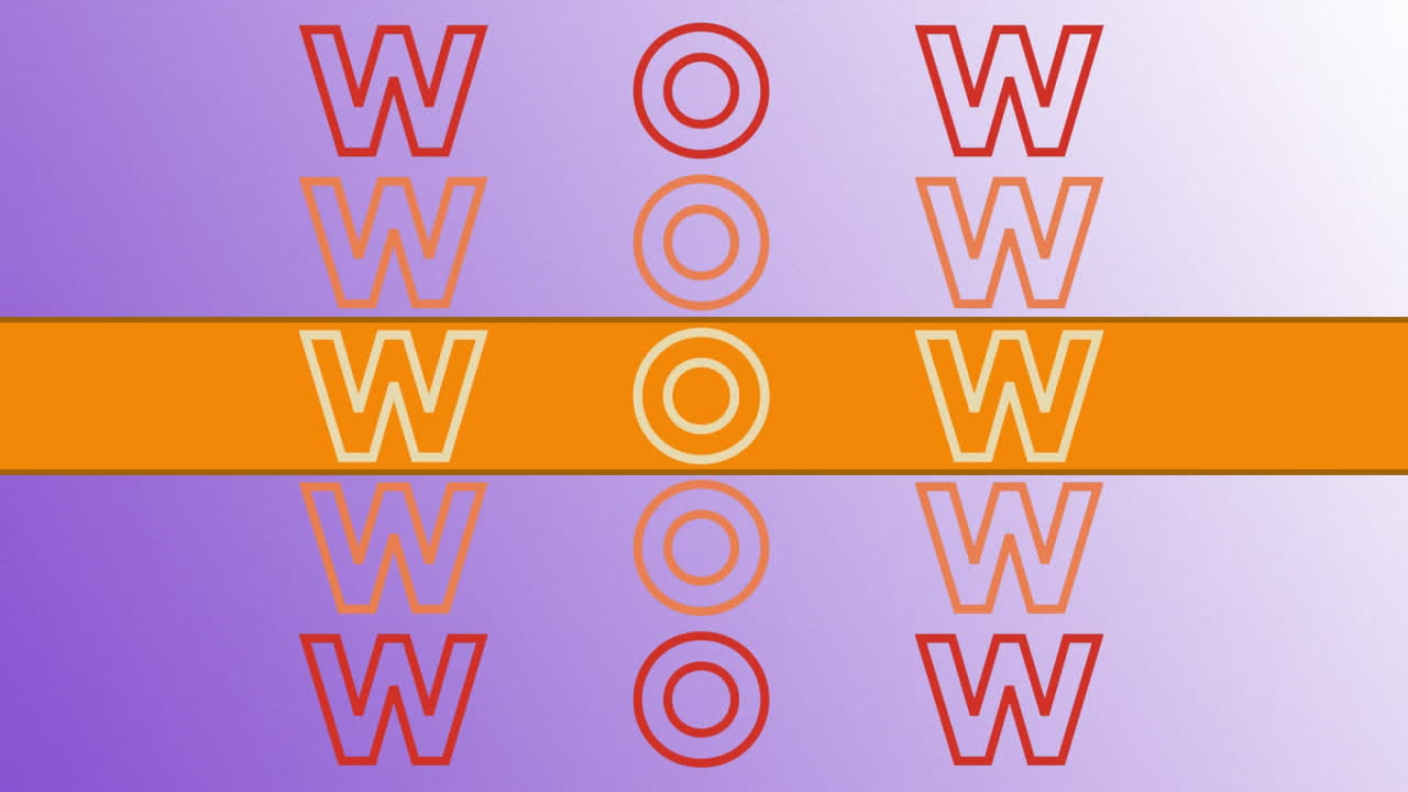 animación del texto wow en fondo azul