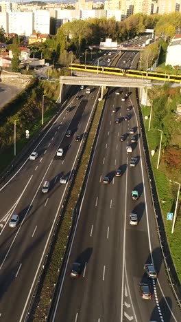 overhead view of a multi-lane highway with traffic