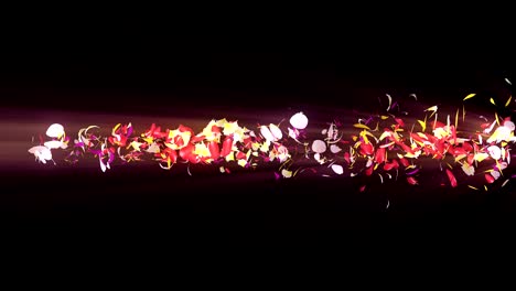 pétalos coloridos. pétalos brillantes en espiral de flores. patrón de flores. pétalo muy danzante. vórtice de pétalos giratorios. animación de bucle abstracto.