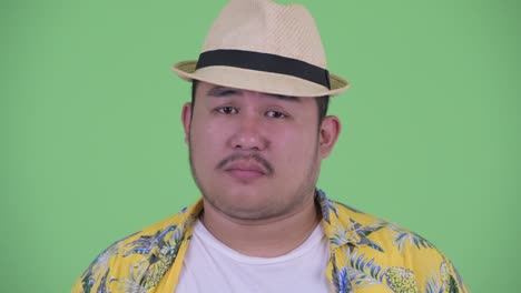 young handsome overweight asian tourist man