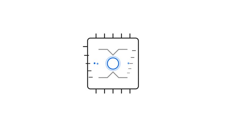 Animated Line Art Illustration of a Computer Microchip
