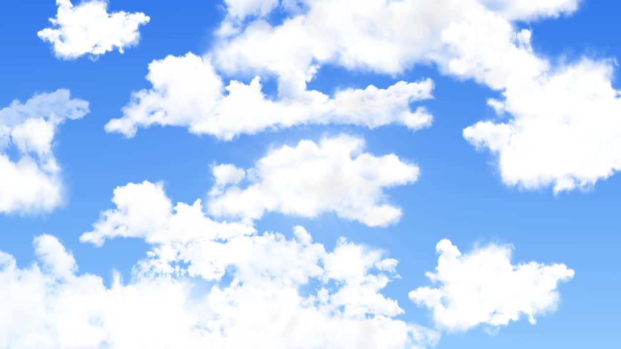 Beautiful moving blue sky with white clouds loop animation background green screen alpha sky clouds