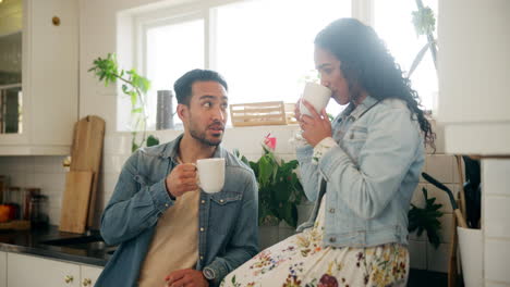 couple enjoying coffee in the kitchen