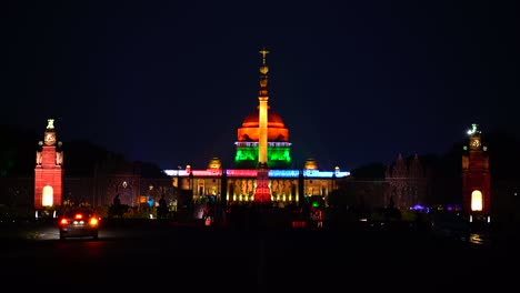 hermosa vista nocturna del rashtrapati bhavan