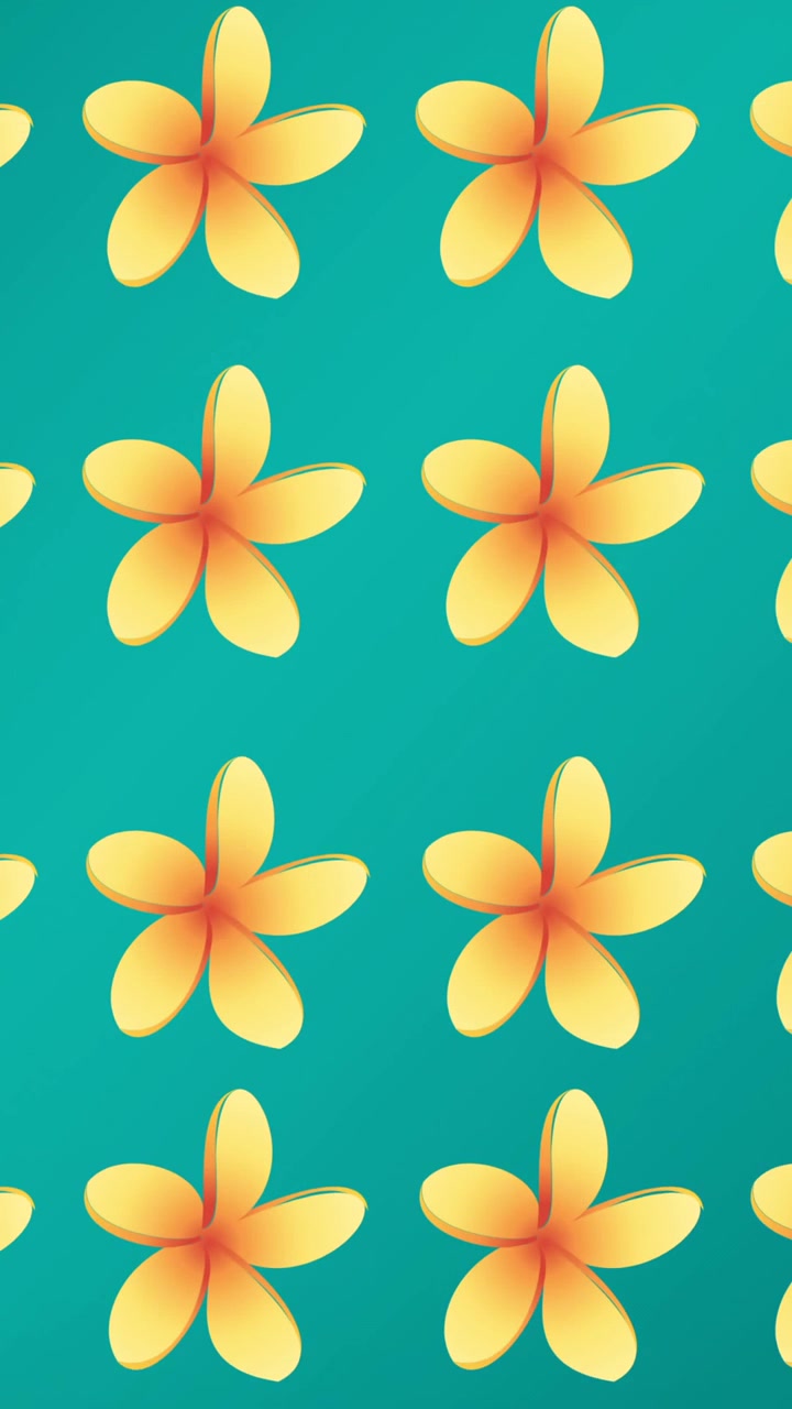 Animation of rows of yellow flowers on blue background
