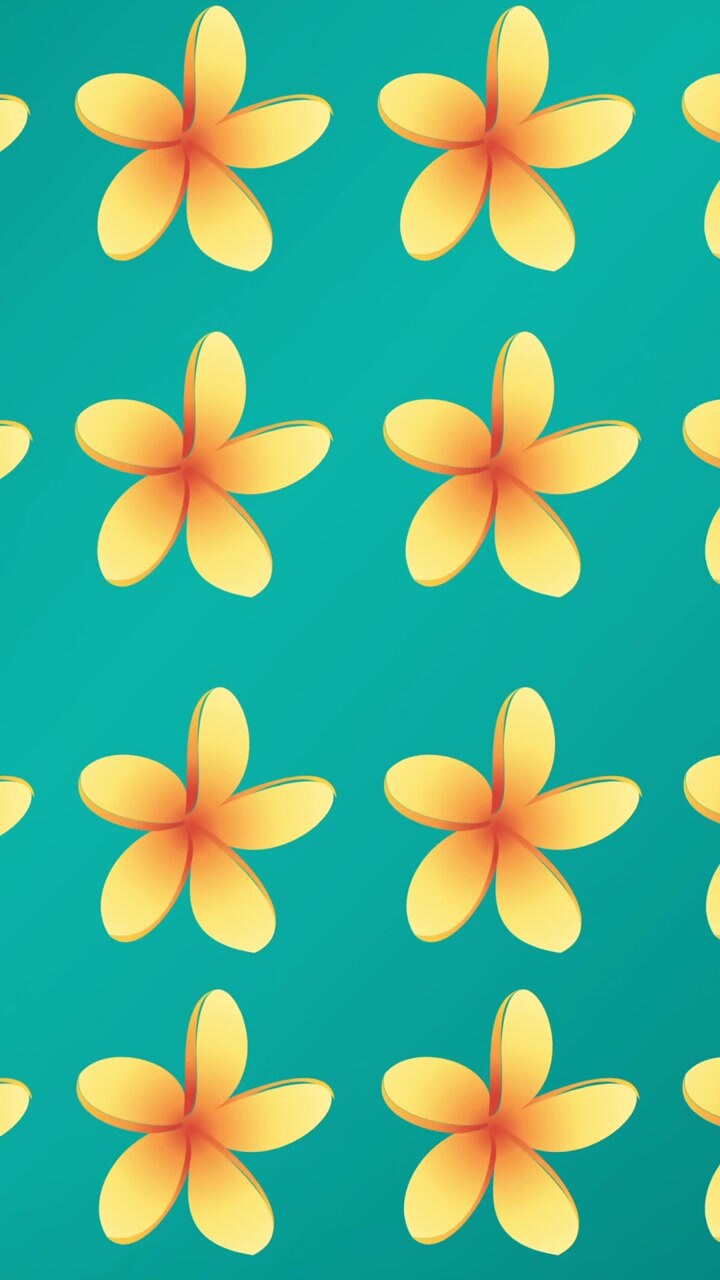 Animation of rows of yellow flowers on blue background