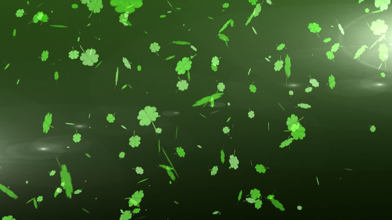 Animação de vários trevos verdes flutuantes