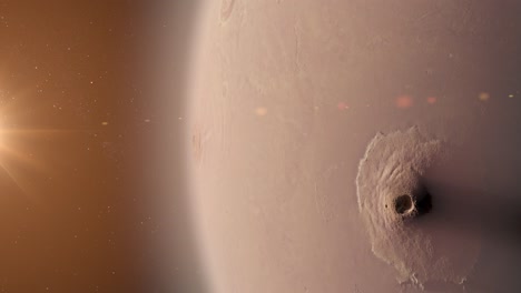 mars planet surface with volcano