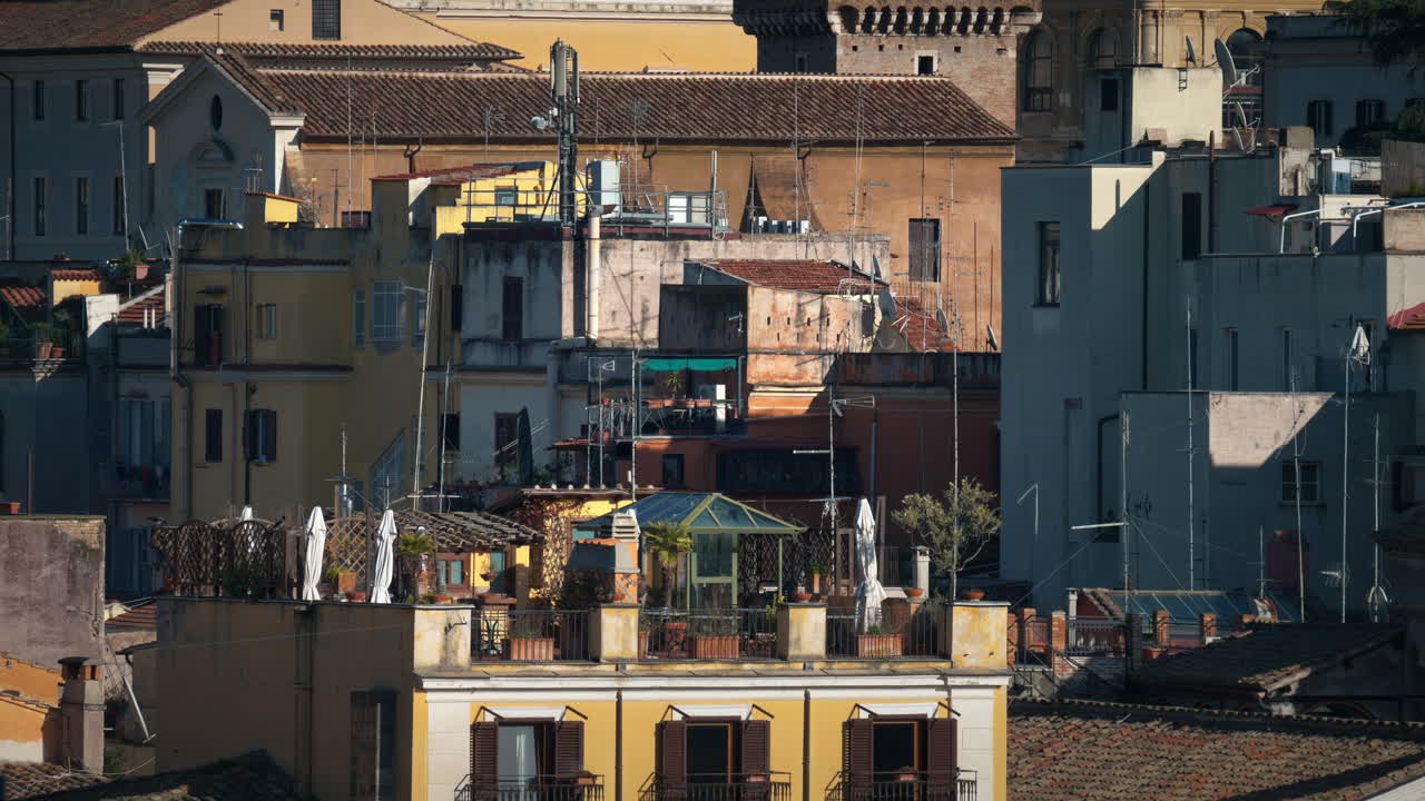 City view of Rome, cityscape seen from top, in daylight, Italy