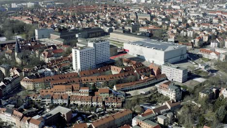 drone aerial footage of weimar on a sunny spring day