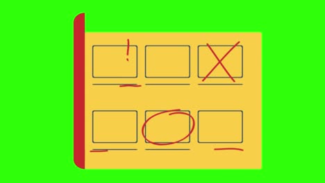 ilustración animada 2d de un horario en una pantalla verde