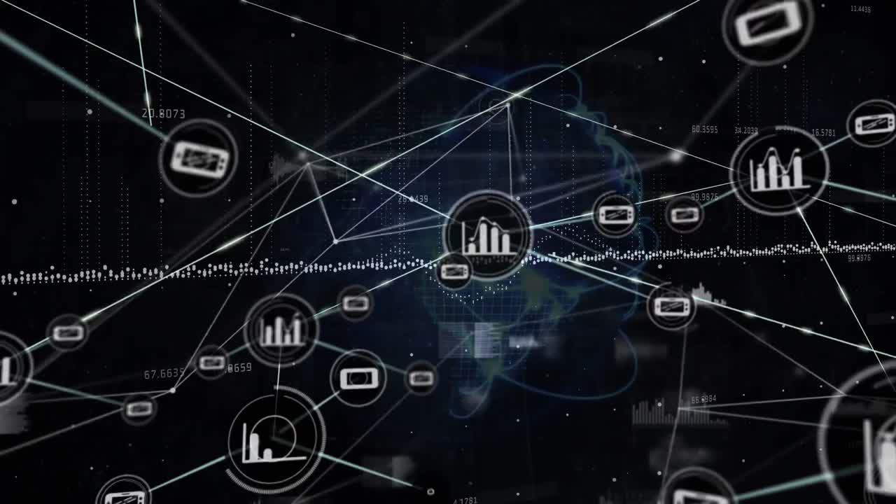 Animation of network of connections over data processing