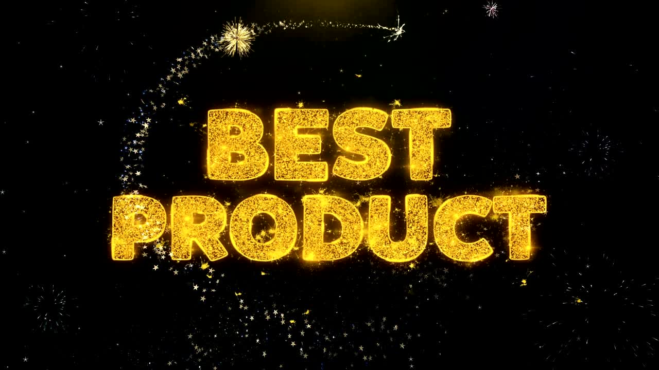 가장 좋은 제품 텍스트는 금 입자 불꽃놀이 디스플레이입니다.