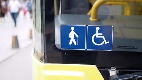 accessibility signs on a bus