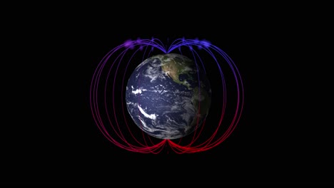 animation showing earth's magnetic field lines fluctuating