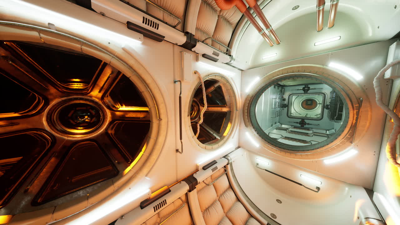 Exploring the interior of a futuristic space station in low earth orbit