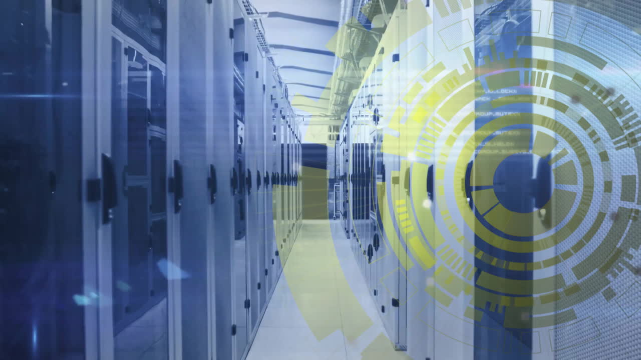 범위의 애니메이션과 컴퓨터 서버를 통한 데이터 처리