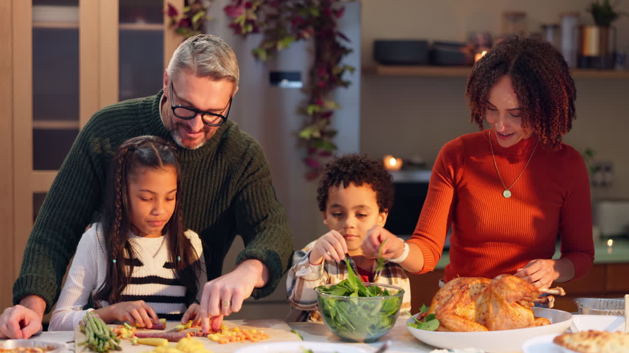 Family preparing dinner together