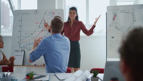 smart team listening african american businesswoman indoors