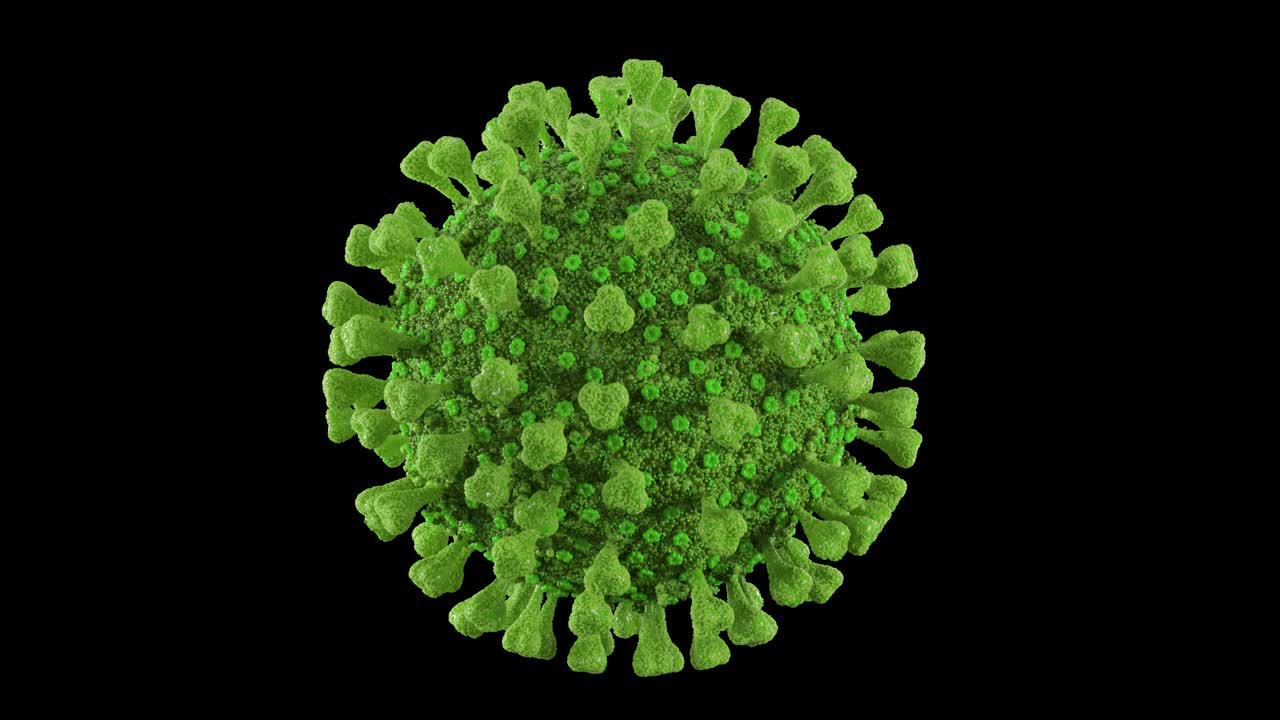 Loop spinning green coronavirus with alpha channel