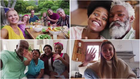 Composition-of-four-screens-with-happy-people-talking-and-smiling-on-video-calls