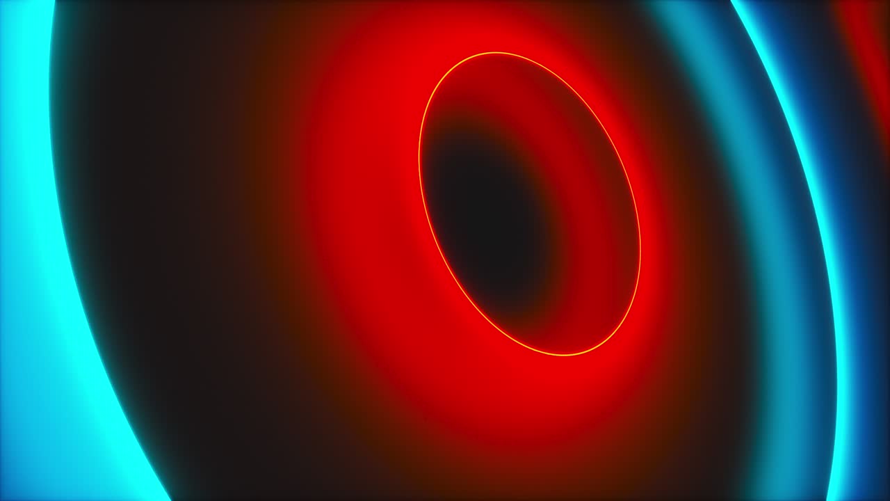 círculos de neón abstractos, generados por computadora. representación en 3d de un fondo brillante futurista