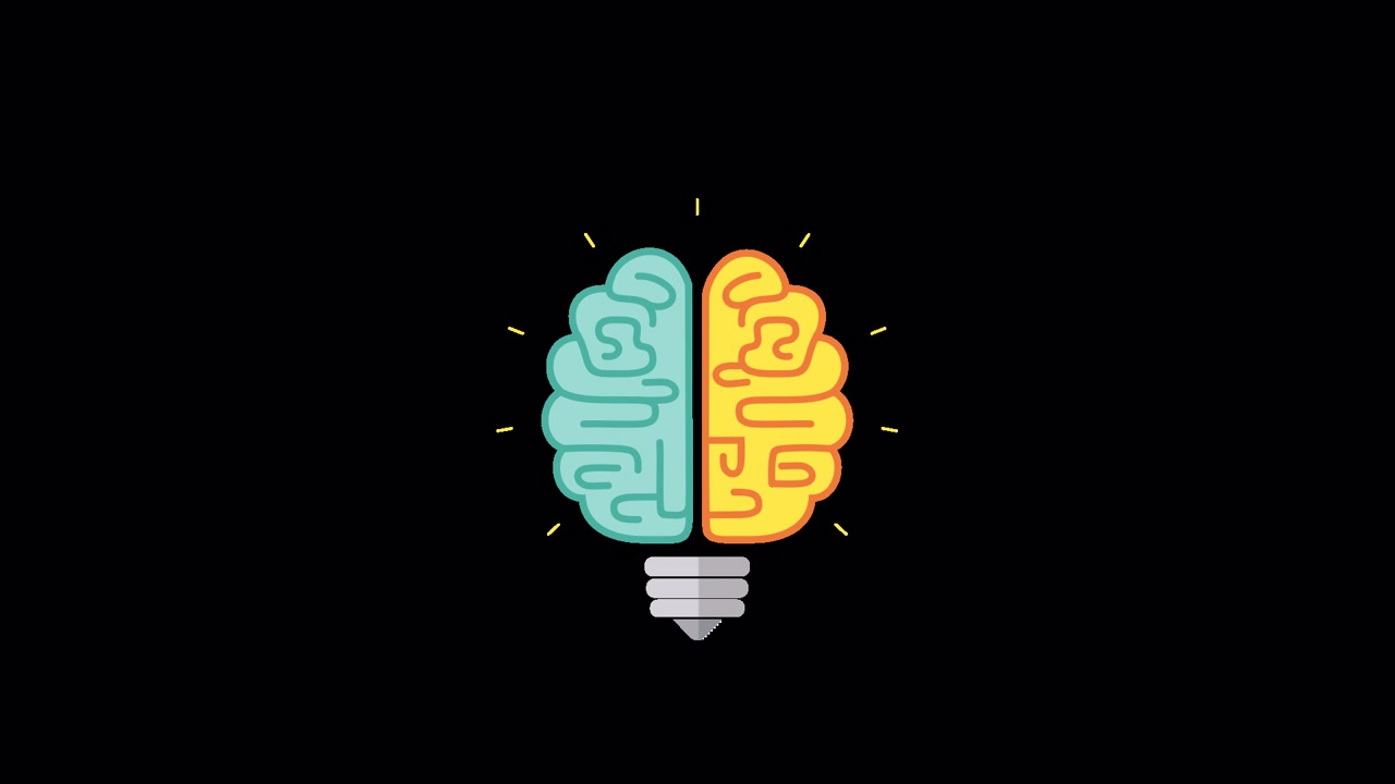 Icona animata di cervello e lampadina che simboleggiano idea e creatività